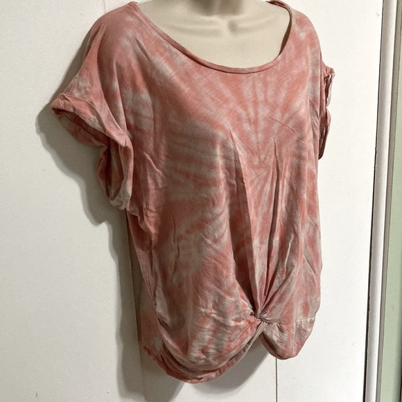 LUCKY BRAND Tie Die Pink Orange Creamsicle Swirl Twist Front Tee Womens Medium - Picture 3 of 15